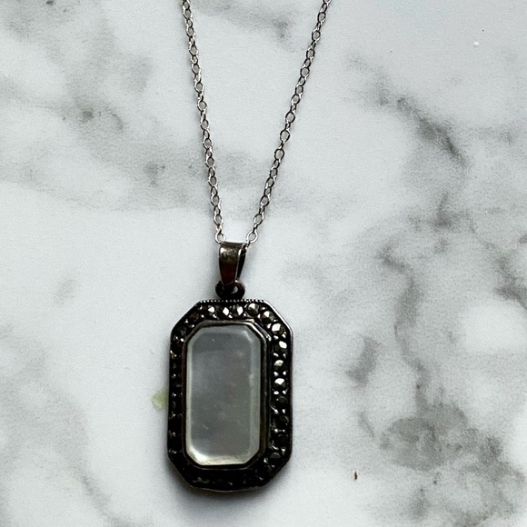 Sterling Silver & Marcasite Vintage Necklace - Picture 3 of 8